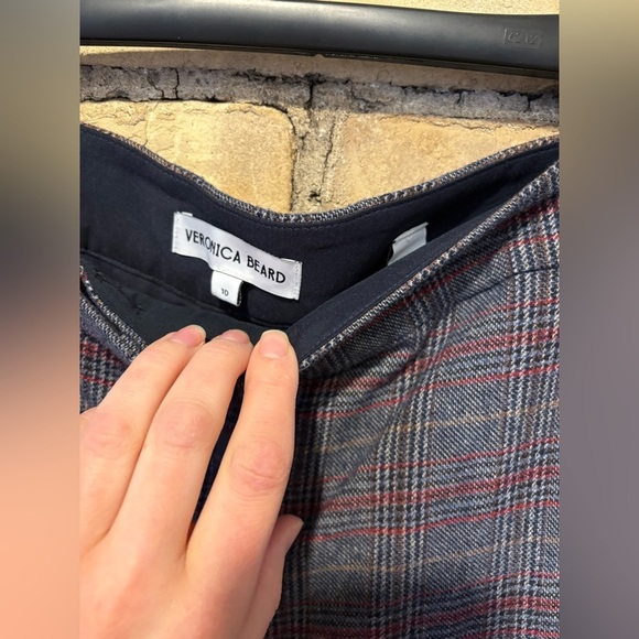 new Veronica Beard lebone gray wool plaid flare trousers - Picture 7 of 10